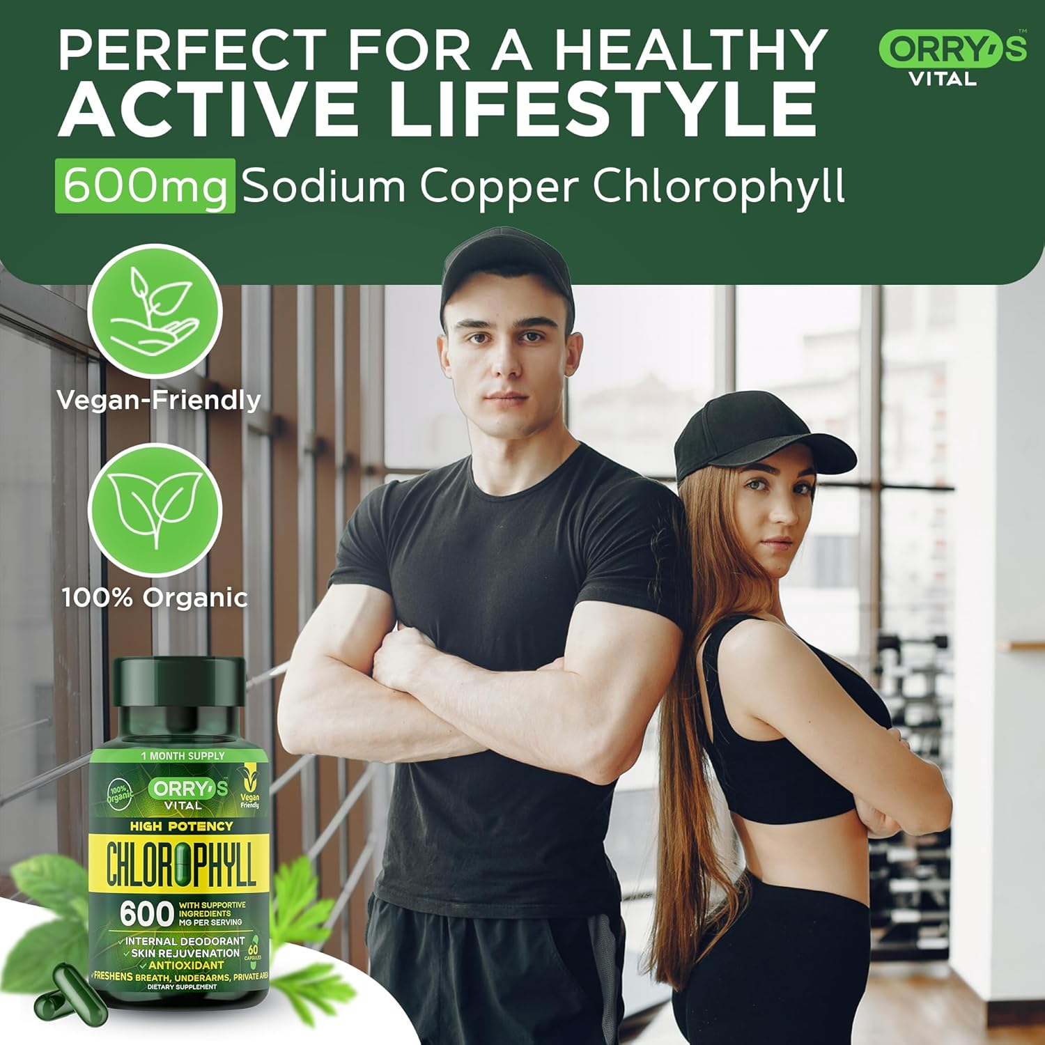 Chlorophyll Capsules - 60 Vegan Chlorophyll Pills - Natural Internal Deodorant to Detox Body Odor, Skin, Armpits & Private Parts - Supports Immunity, Gut Health & Digestion